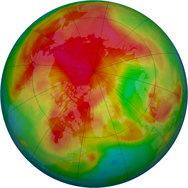 Arctic ozone map for 20 March 1985